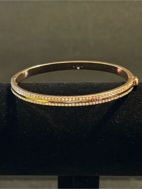 DKNY Rose Gold Crystal Triple-Row Bangle Bracelet